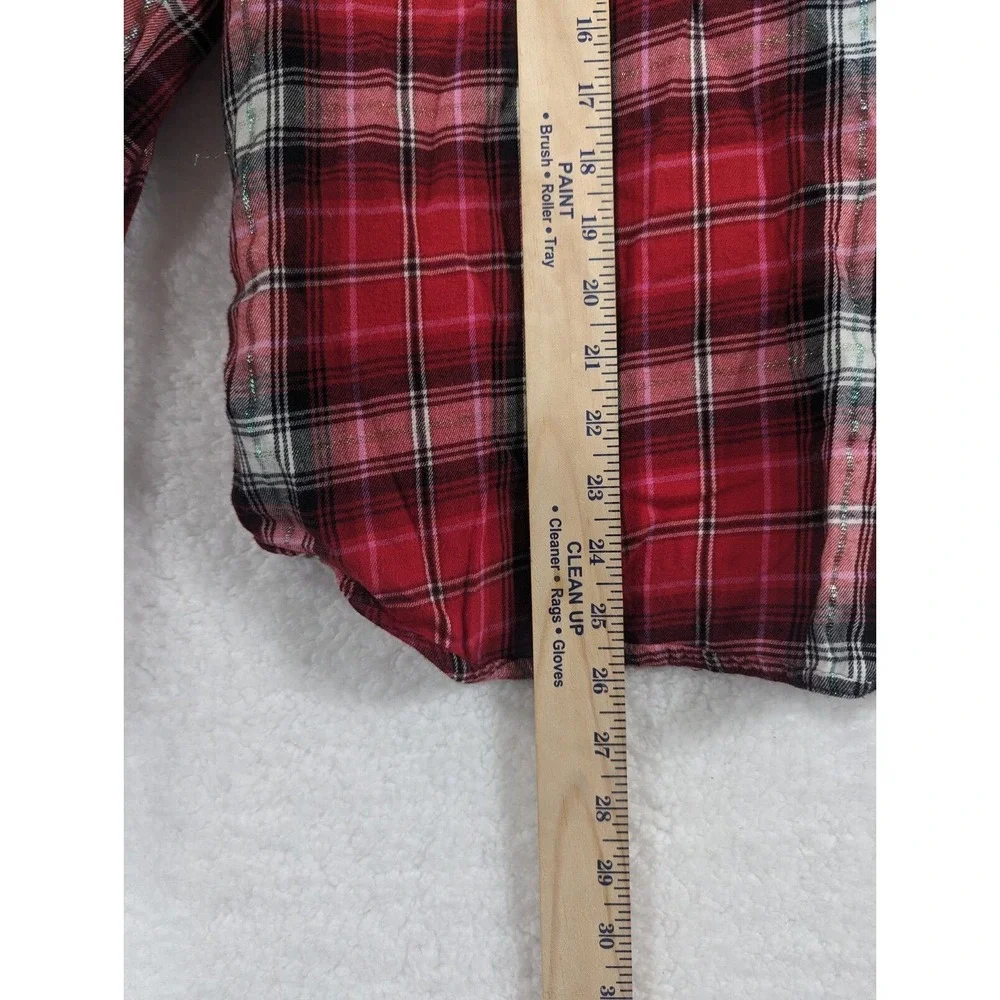 Victorias Secret Womens Top Red Plaid Button Front Long‎ Sleeve Shirt Large